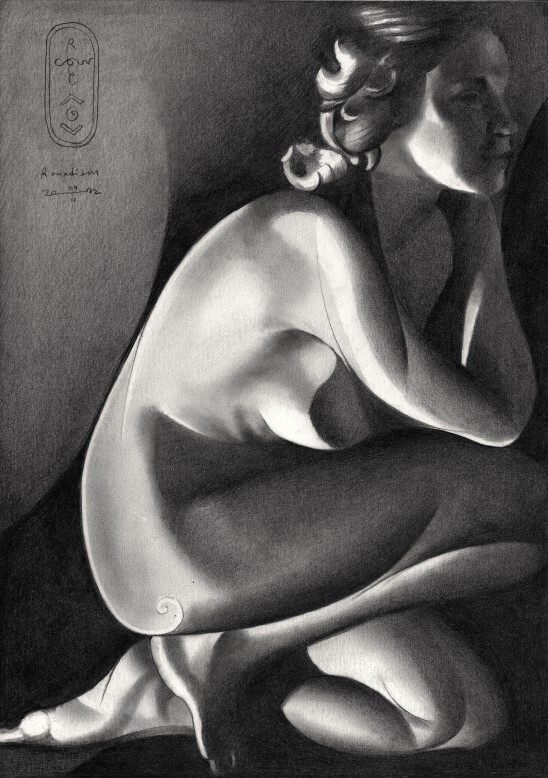 cubist nude graphite pencil drawing