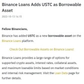Binance has added USTC as a new borrowable asset.
