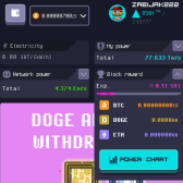 Rollercoin games mining BTC,DOGE,ETH