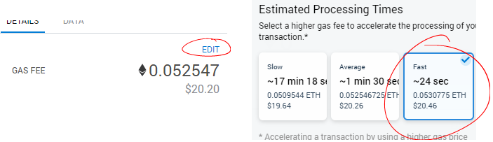 Edit GAS Fees