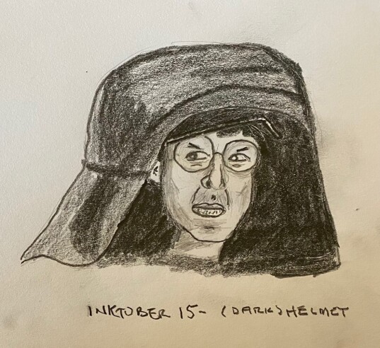 Fan art sketch of Dark Helmet from Spaceballs film - pencil