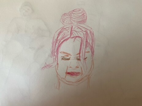 Abby's hair - 3-minute timed colored pencil sketch