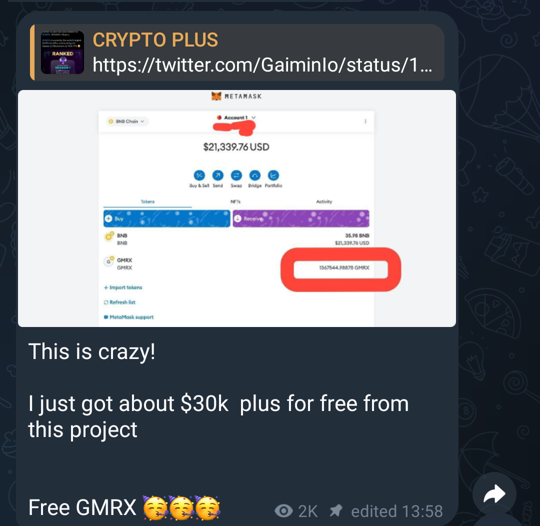 $GMRX Social Farming Airdrop Reward