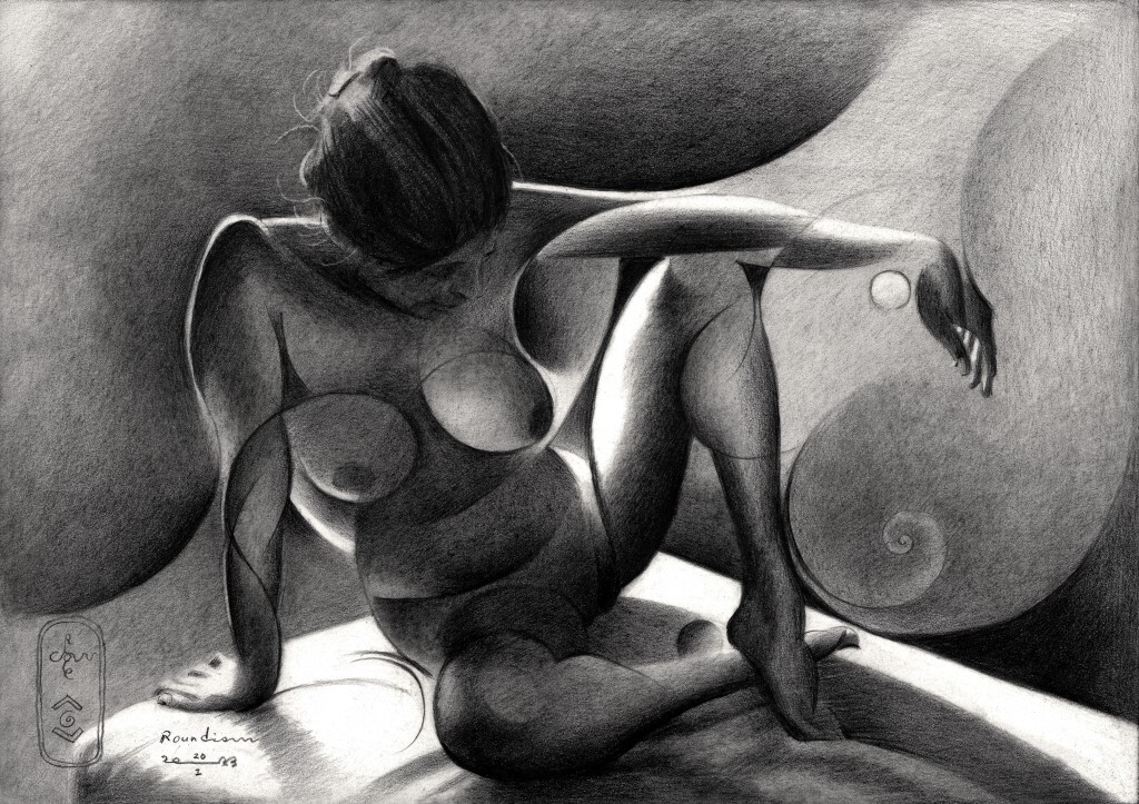 cubist nude graphite pencil drawing
