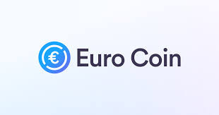 Euro Coin (EUROC) logo featuring a stylized white euro (€) symbol inside a blue circular background. The design reflects stability and trust, representing a euro-backed stablecoin issued by Circle for use in digital payments and DeFi.