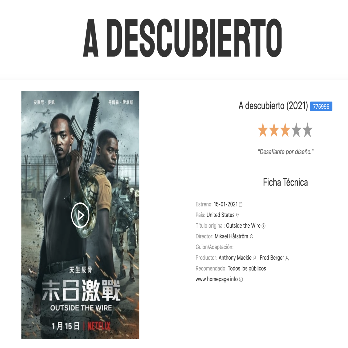 estrenos cine hoy a descubierto