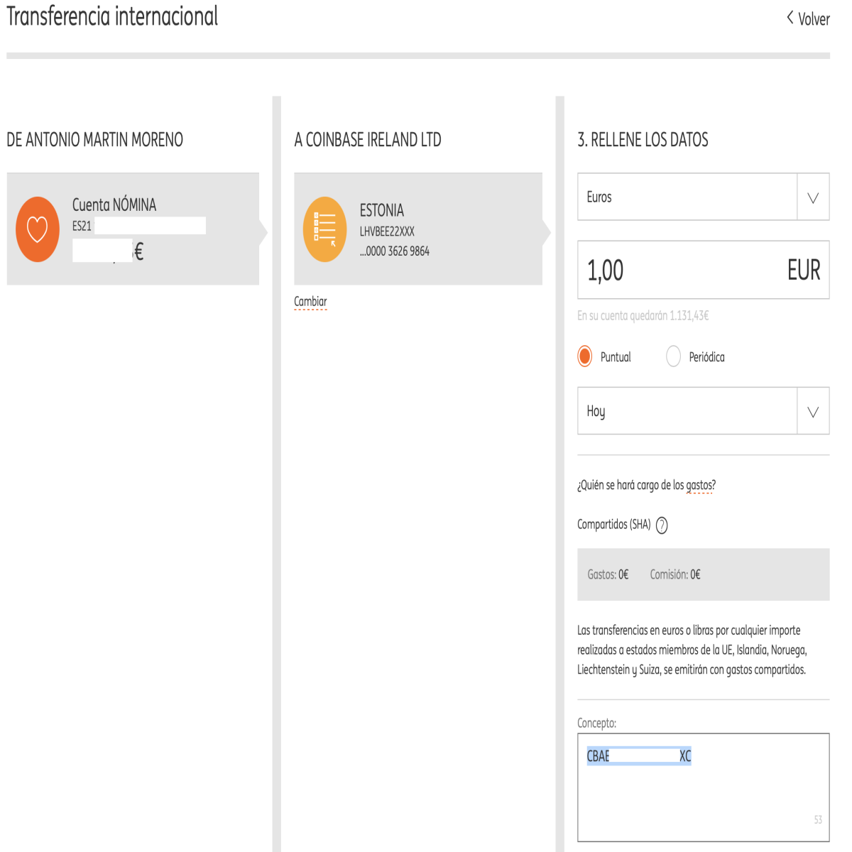 coinbase bank account transaction