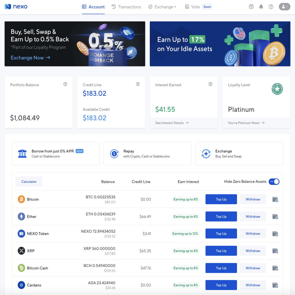 Nexo interface