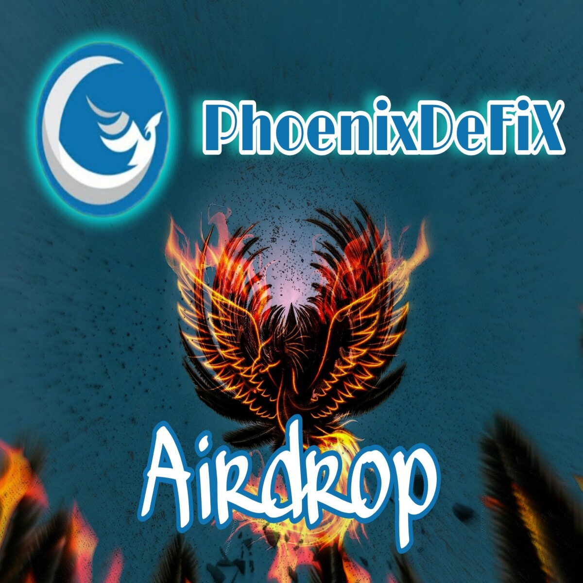 PhoenixDeFiX Crypto Airdrop banner ad graphic created by AlexandriaMae from The Crypto Ladies