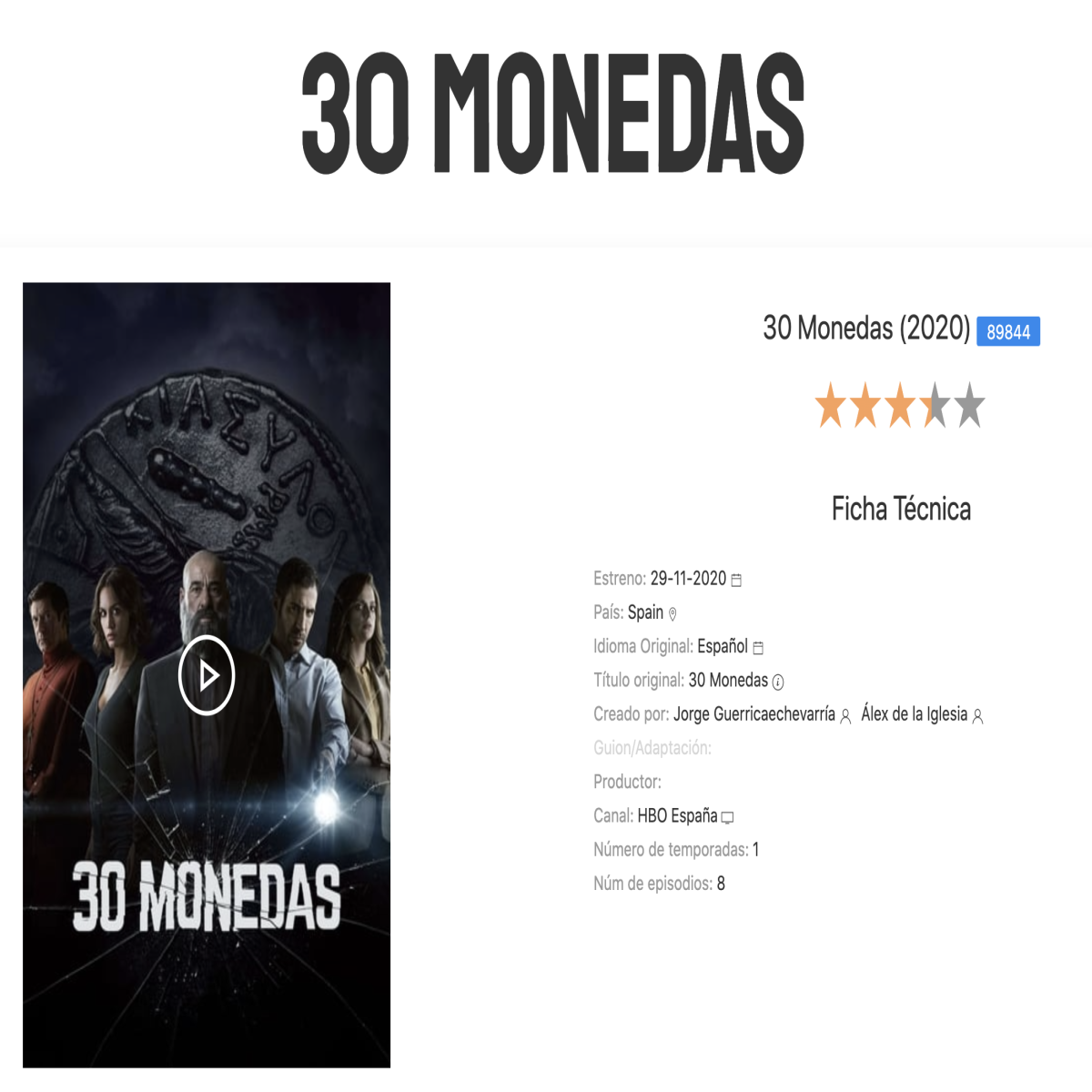 estrenos cine hoy 30 monedas