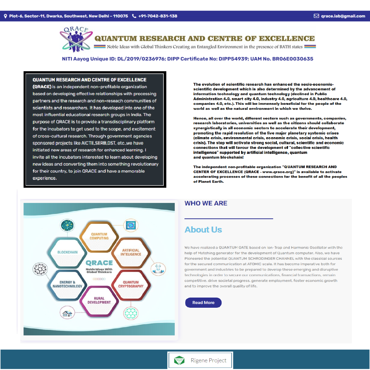 QUANTUM RESEARCH AND CENTER OF EXCELLENCE - QRACE