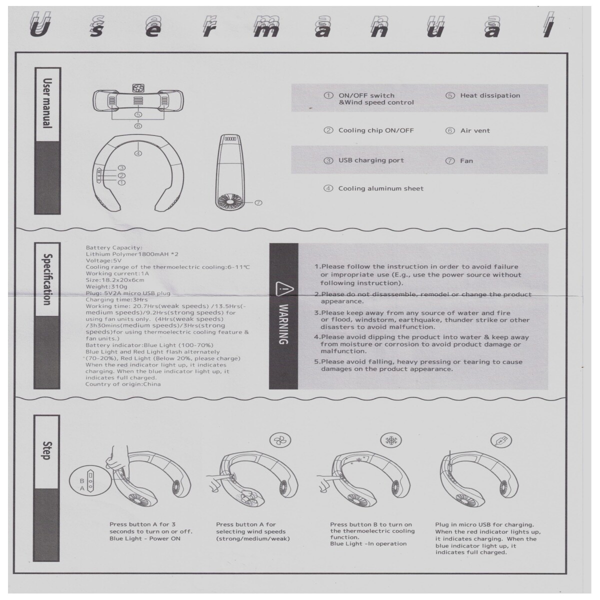 Manual of Arctic Neck Cooler