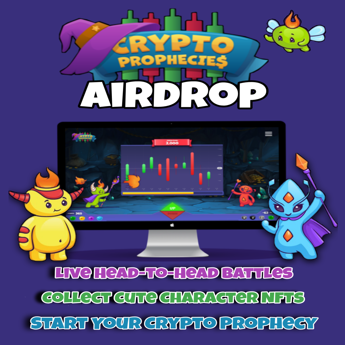 The Crypto Prophecies Game Free Airdrop banner ad graphic created by AlexandriaMae from The Crypto Ladies