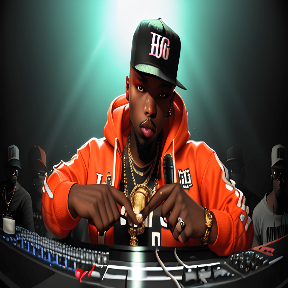 DJ spinning records at a block party.
