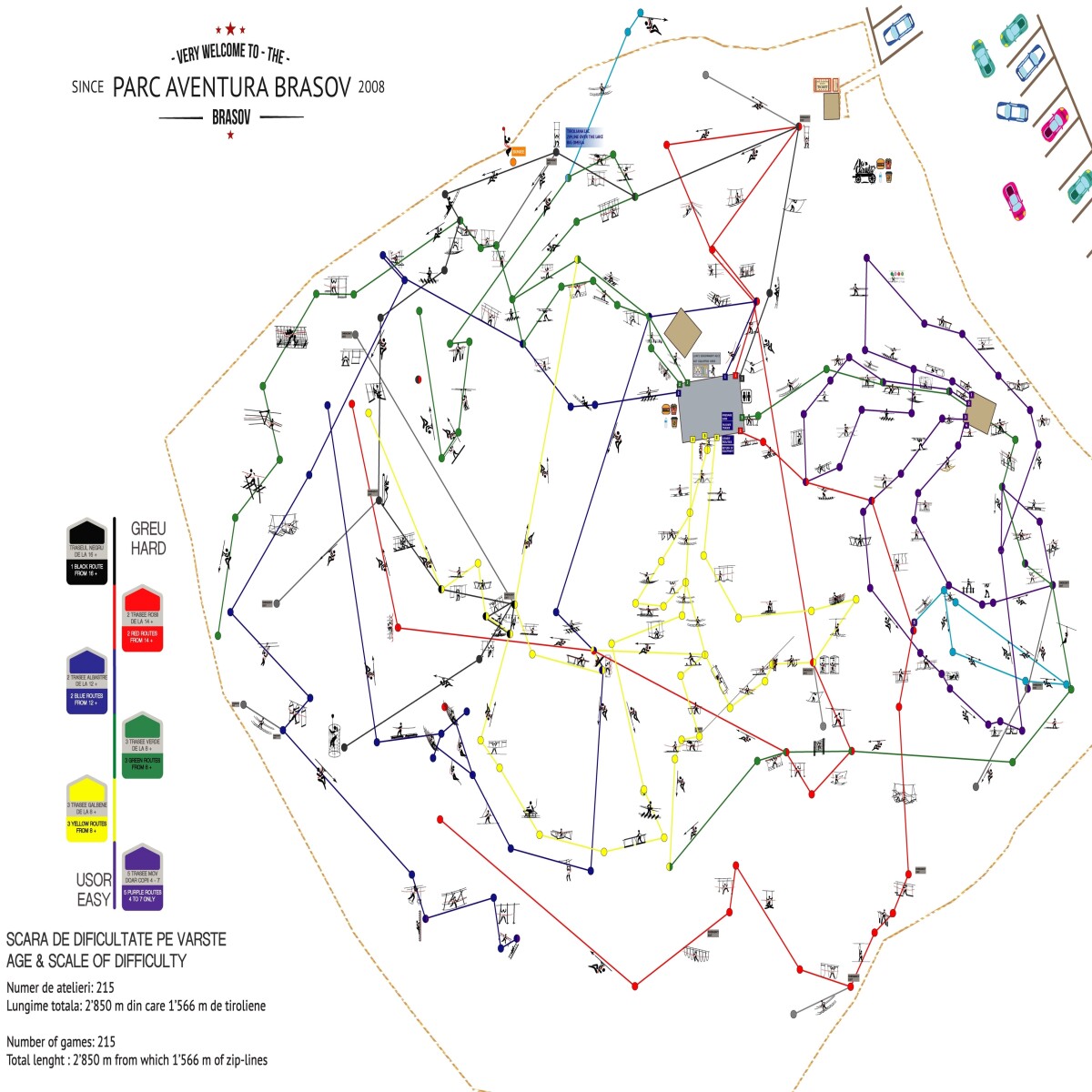 The track maps of Parc Aventura Brașov