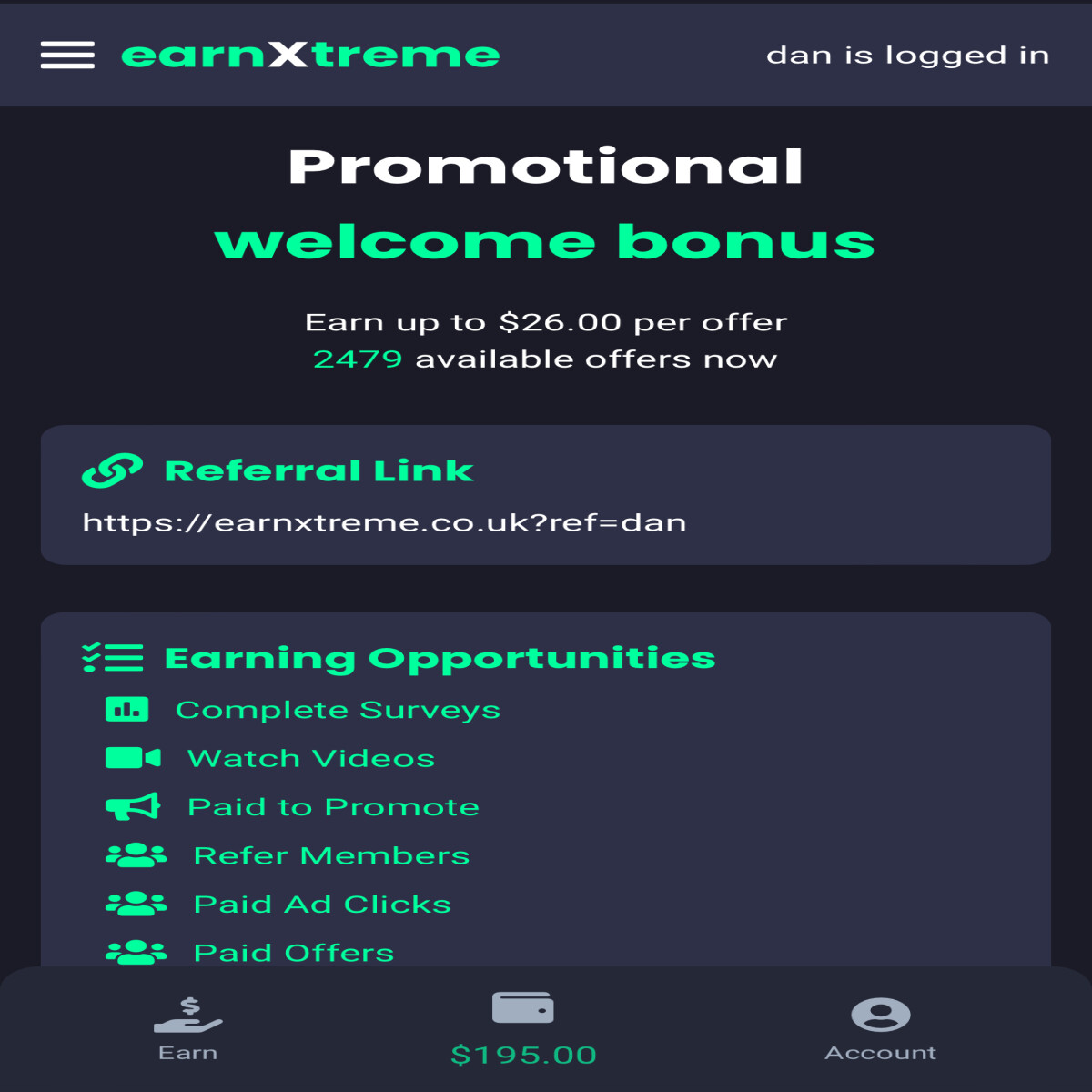 earnXtreme Members Area Screenshot