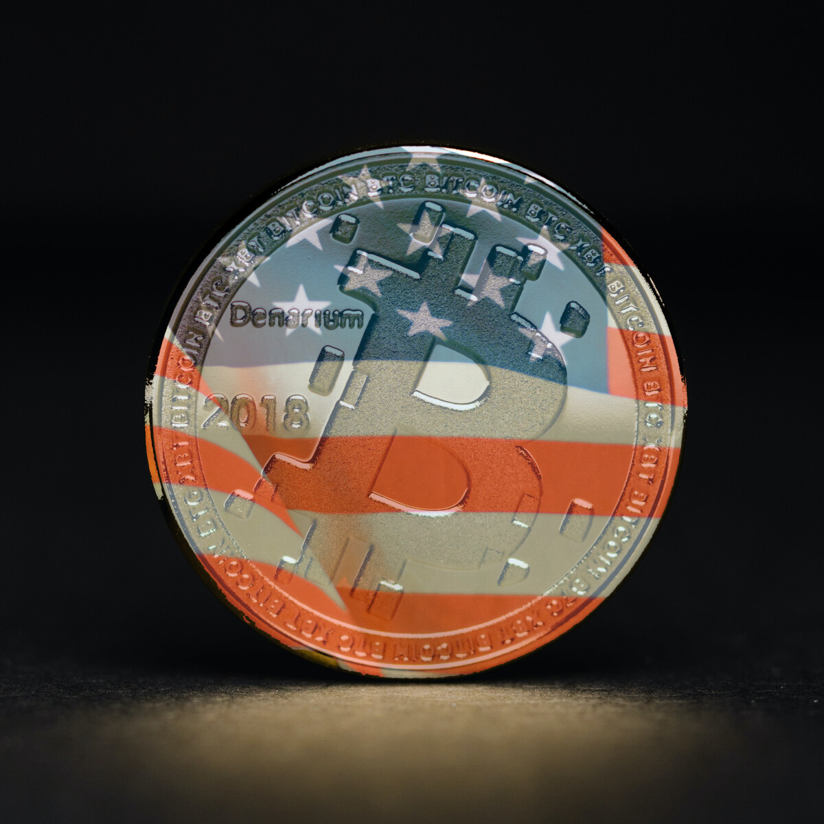 Bitcoin with American flag superimposed
