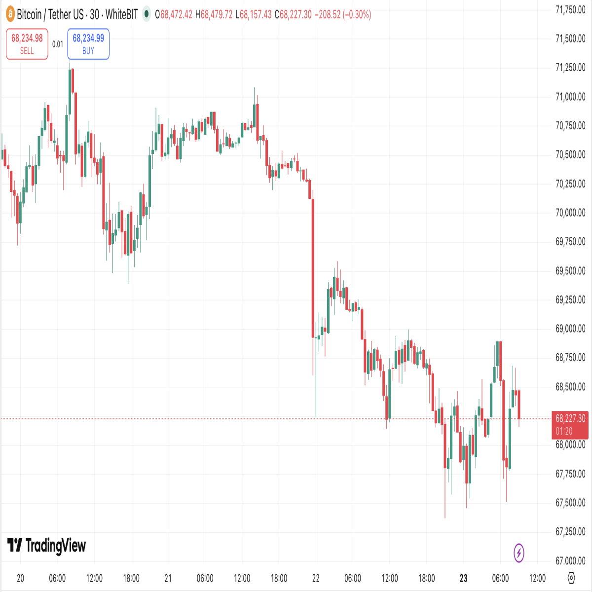WhiteBIT Chart (5D): BTC / USDT