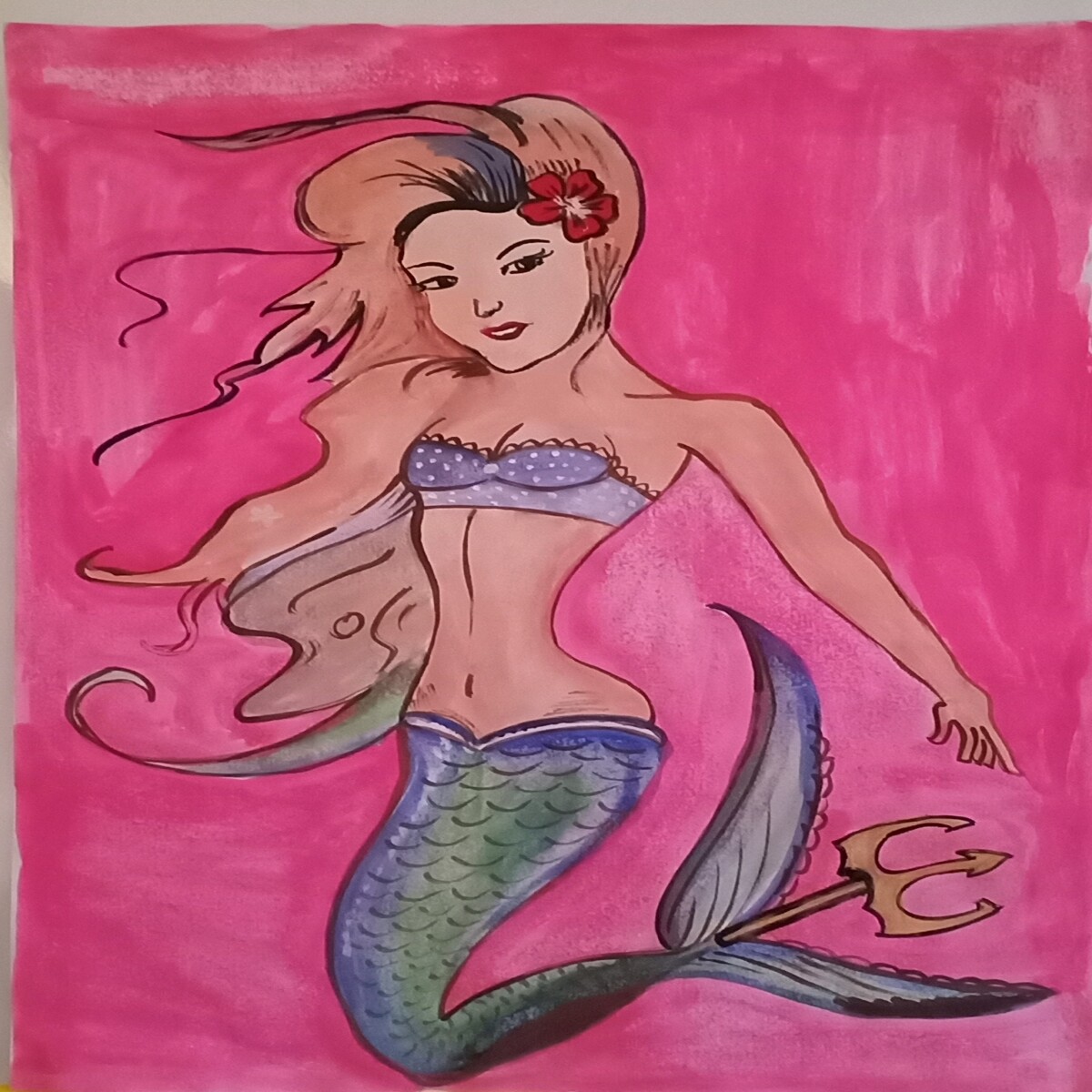 Completed Drawing of a Mermaid