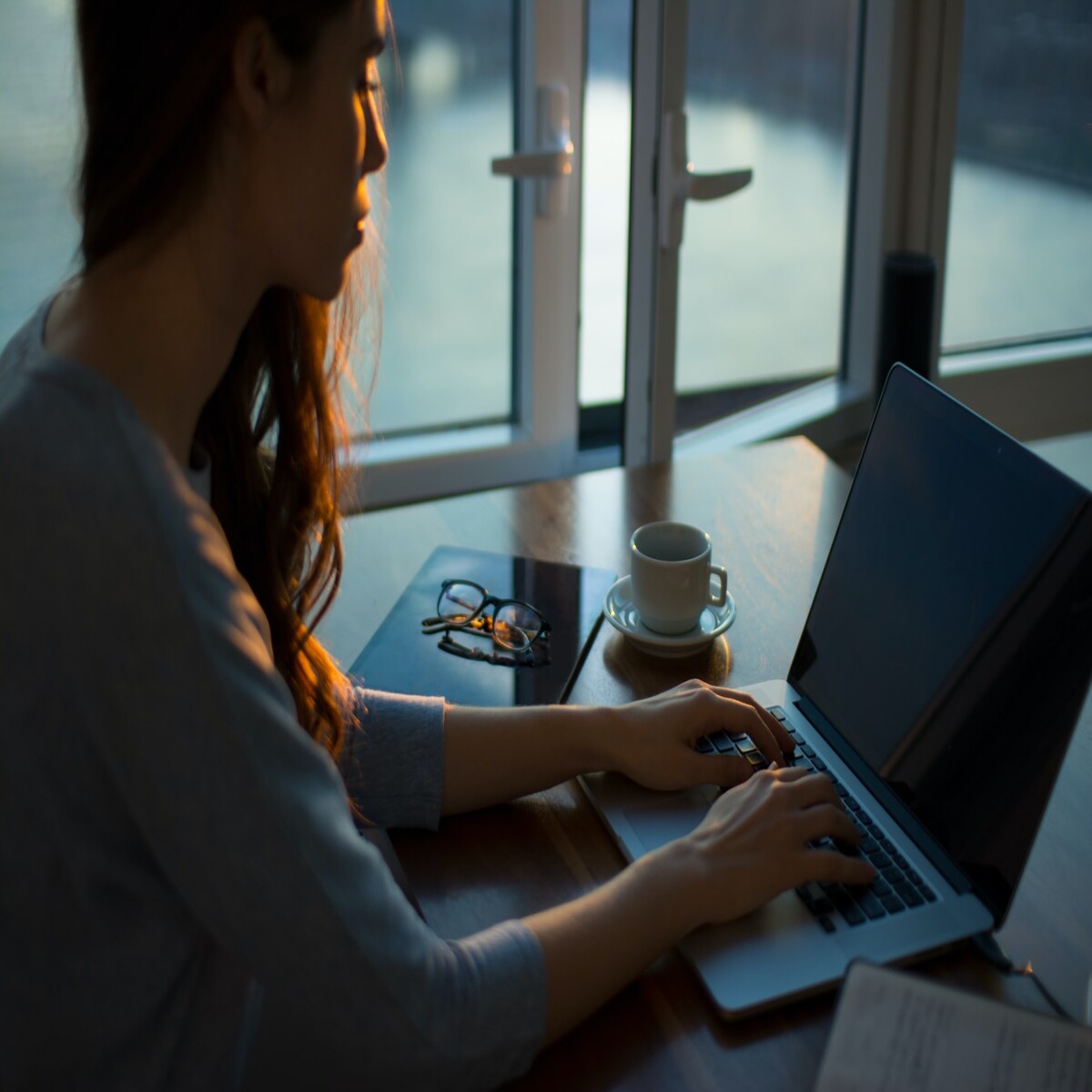 Writing on a laptop