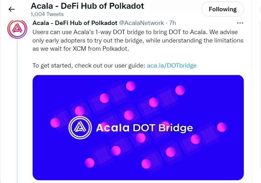 Acala Platform’s DEFI functions have rolled out with early adopter