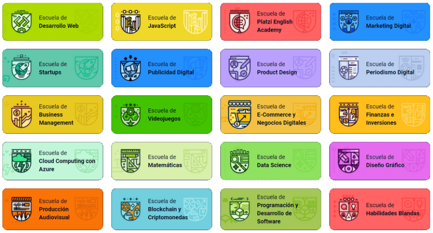 Escuelas de Platzi - tomado de campaigns.platzi.com