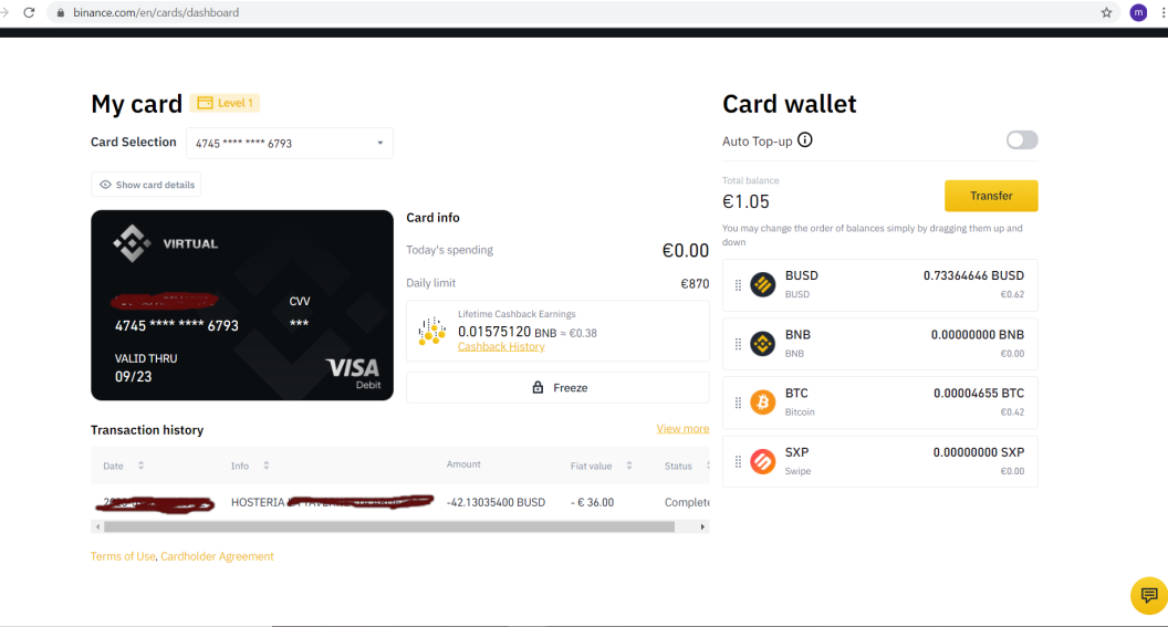 My personal experience with the Binance Card > Great