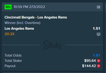 SUPER BOWL LVI - MY BET ON STAKE