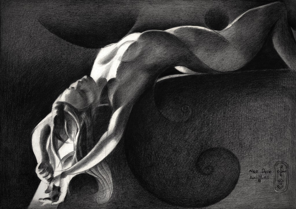 cubist nude graphite pencil drawing