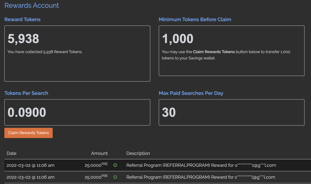 Claim Presearch Rewards Tokens