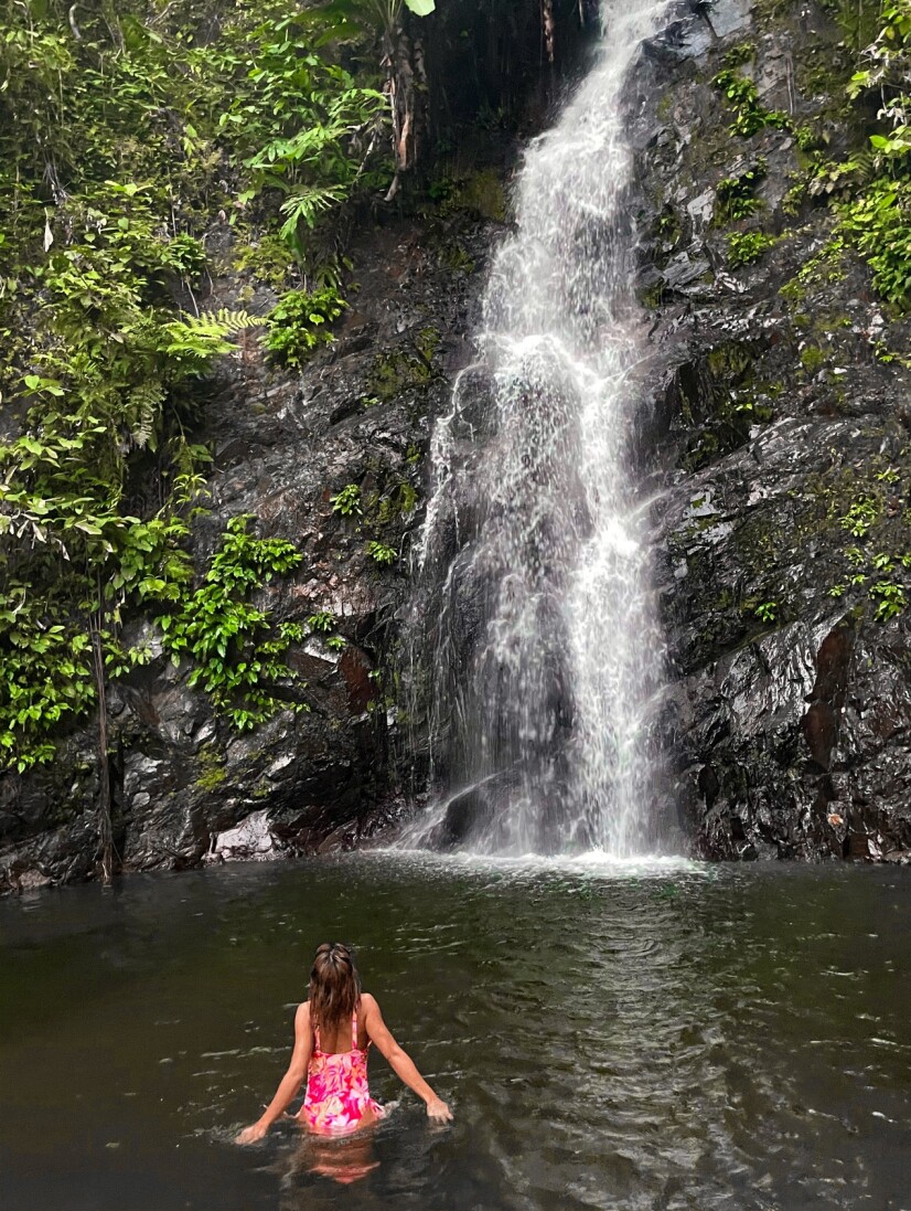 Cold refreshing waterfall, several minutes hiking to top - astonishing!