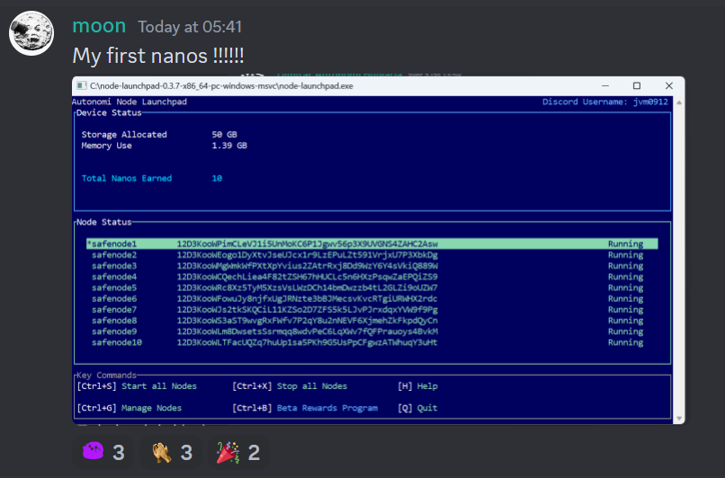 @moon first MS Win11 Wave 1 beta tester to report working nodes receiving nanos?