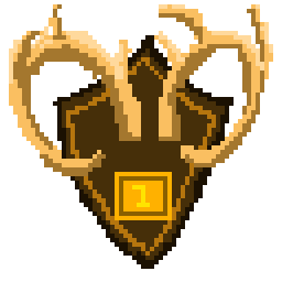 A wall mounted hunters trophy done in pixel art