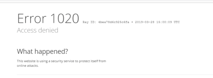Cloudfare Access Denied Error 1020