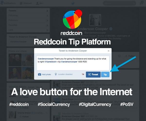 Reddcoin tip on Twitter