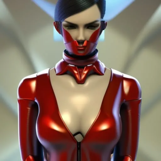Woman in red (What's with the jaw?)