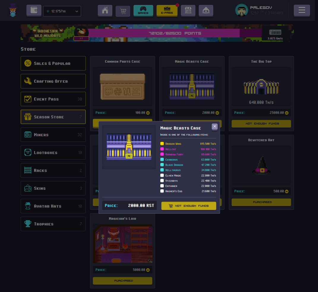 RollerCoin - Ingame shop