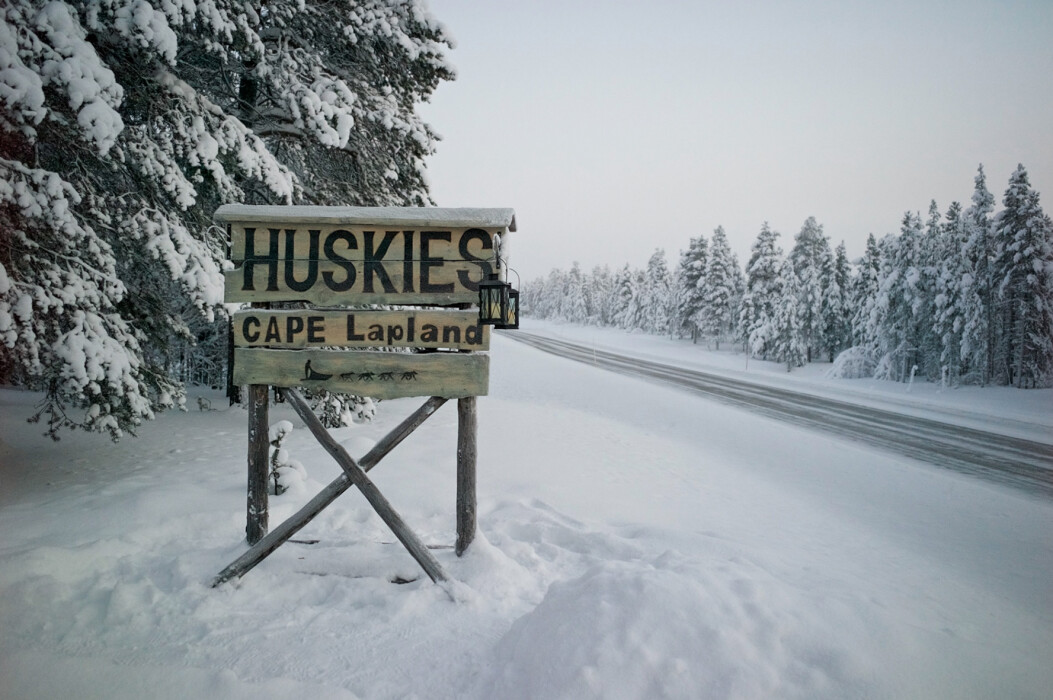 Huskies sign in Enontekio LapLand