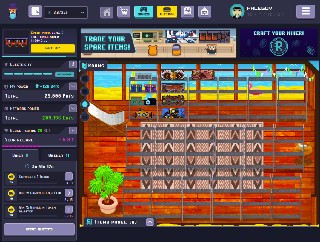 RollerCoin - My room level 3 - December-01-2022