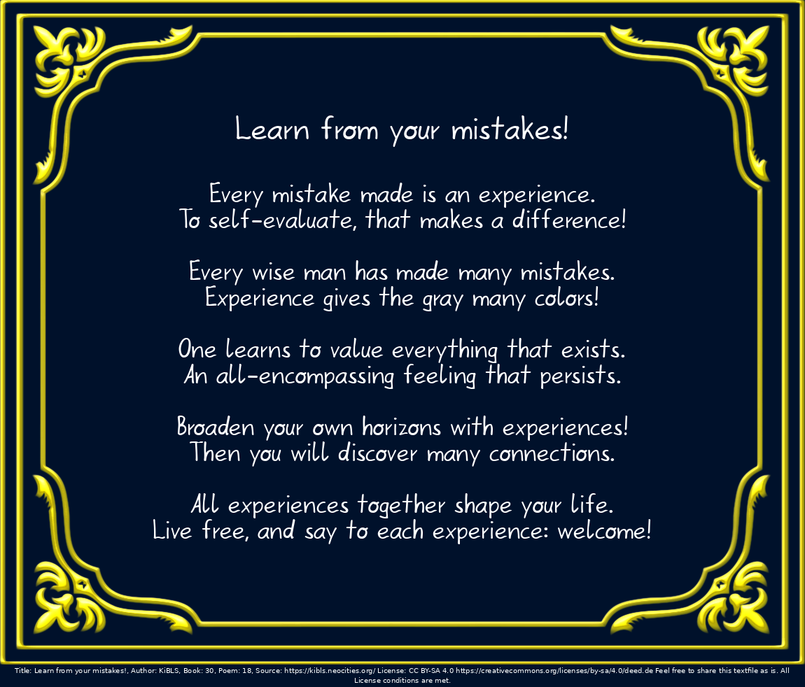 Learn from your mistakes!