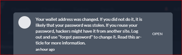 Your wallet address is changed