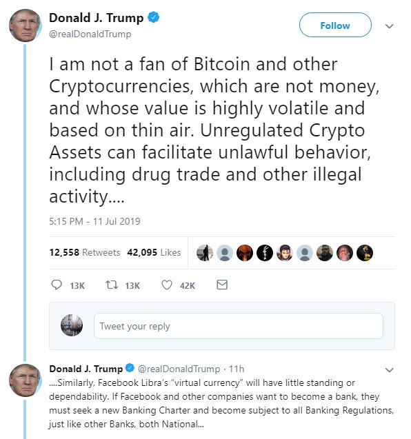 Resultado de imagen para trump bitcoin tweet
