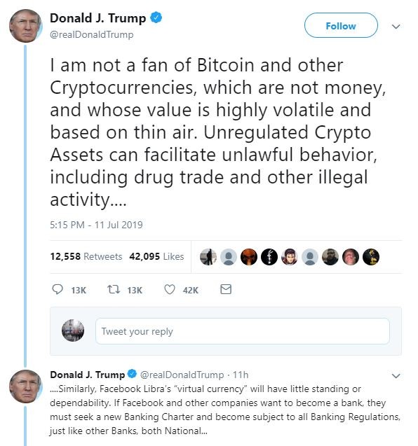 Resultado de imagen para trump bitcoin tweet