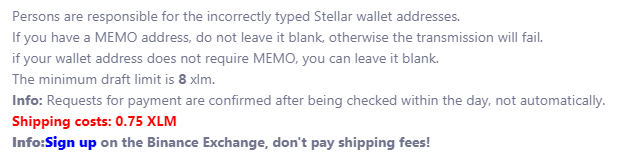 XLM withdraw