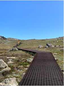 Footpath from chair lift's end station leading to the summit of Mt Kosciuszko
