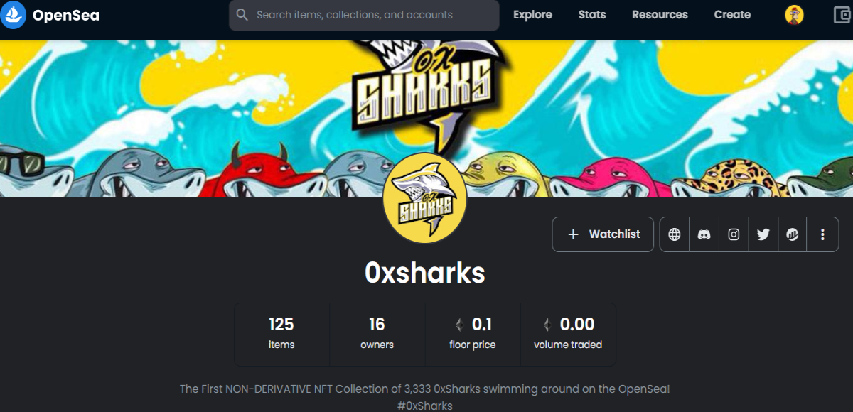 0x sharks opensea