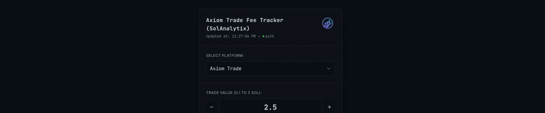 A free third-party Solana fee tracker. The tool helps traders estimate on-chain, platform and bribe fees, across leading DeFi tools such as; Axiom Trade, Padre, GMGN and Photon. Independent. Educational. No affiliation to Solana.
