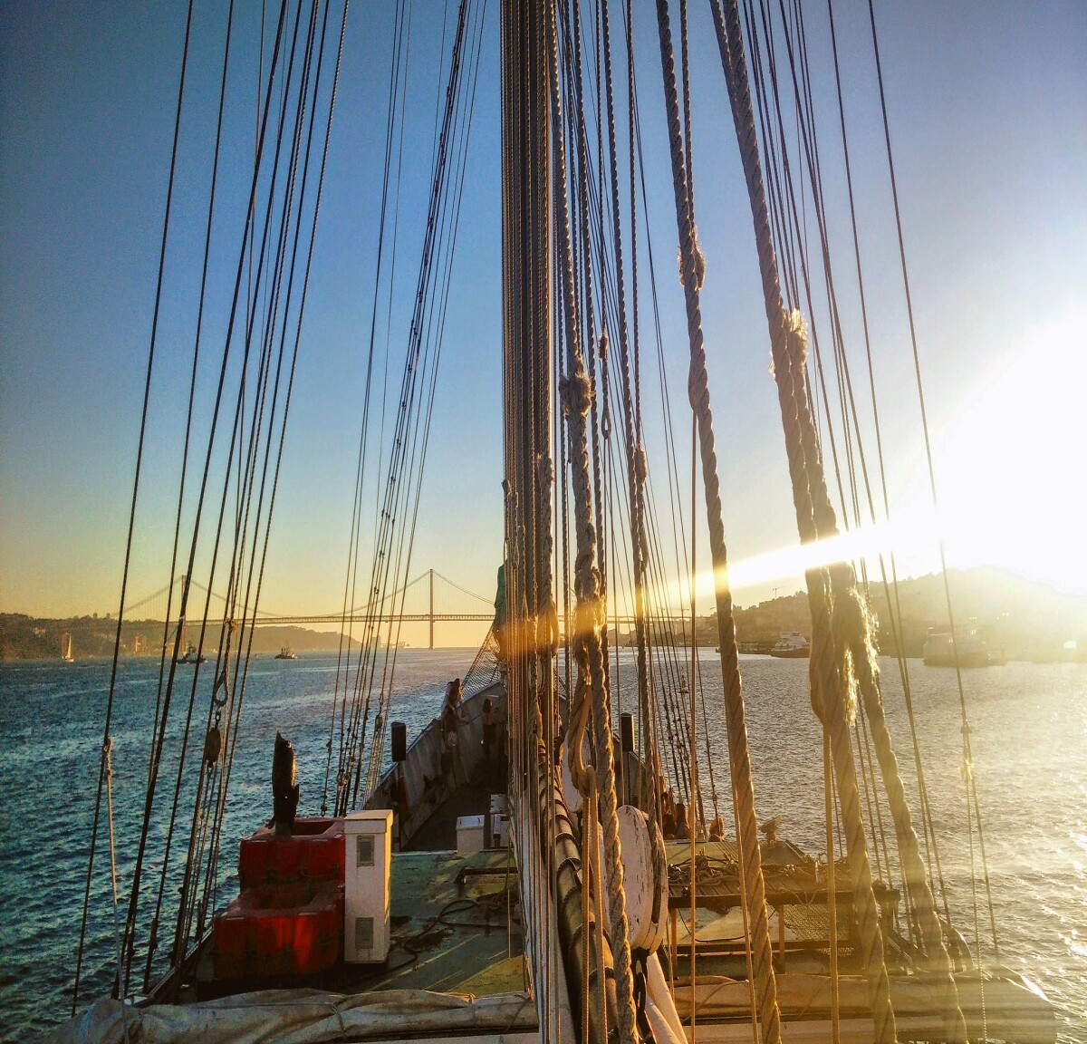 Sunset while sailing the Tagus River