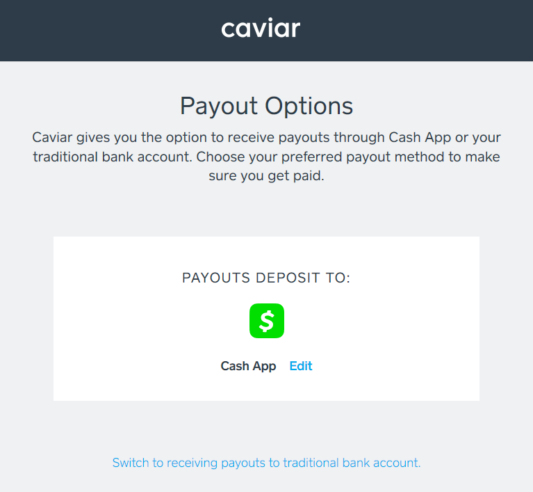 Payout Option For Caviar - CashApp
