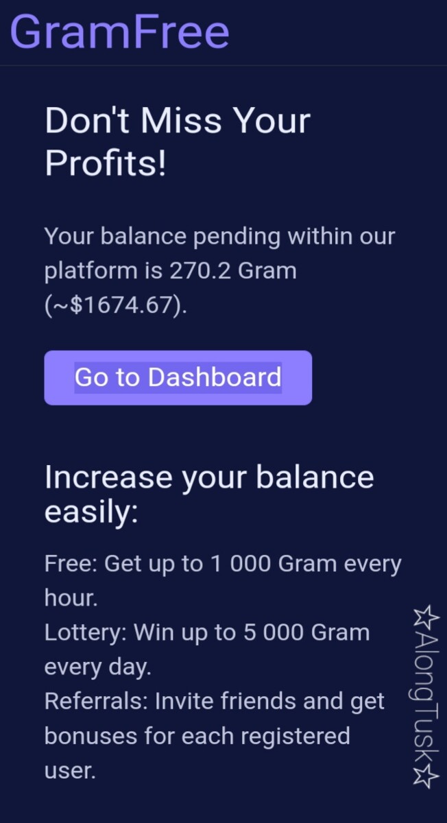 GramFree Gram Token Scam Back In 2023 by Along Tusk